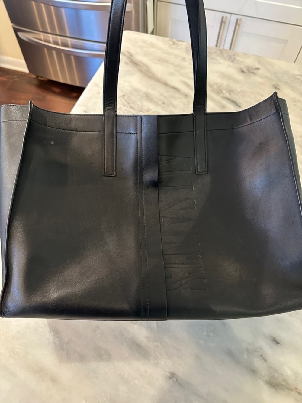 AllSaints Black Leather Tote with Pouch